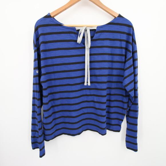 Levis Shirt Top Blouse Blue Black Stripes Striped Long Sleeve Boat Neck Size M - Picture 11 of 11